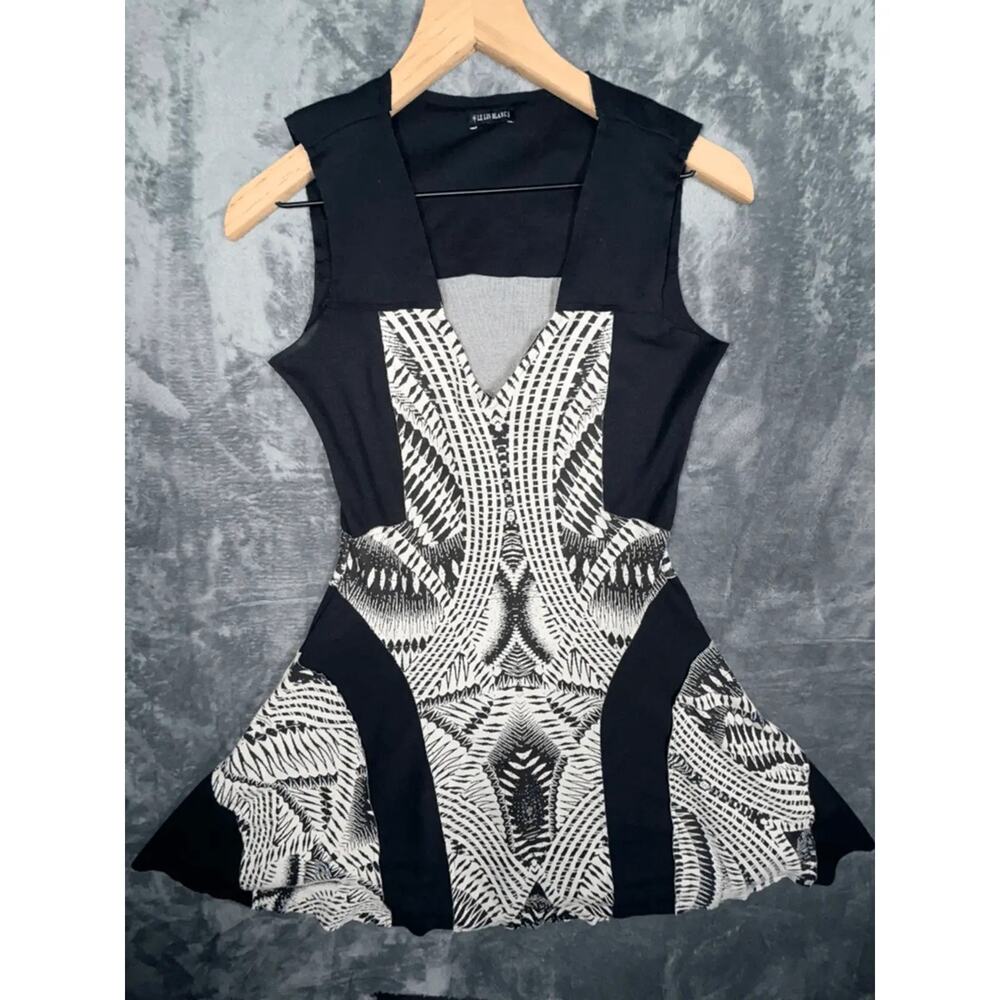 Le Lis Blanc Women's Dress Size S Black‎ White Patterned Fit Flare